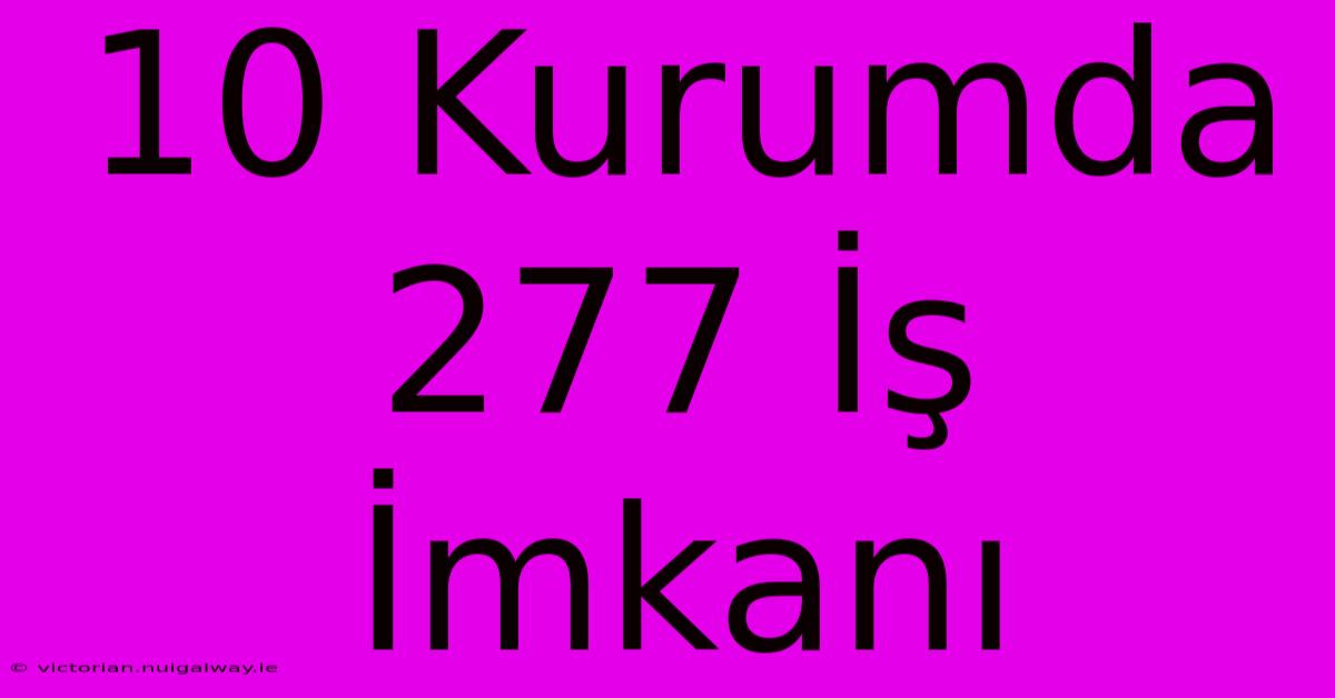 10 Kurumda 277 İş İmkanı