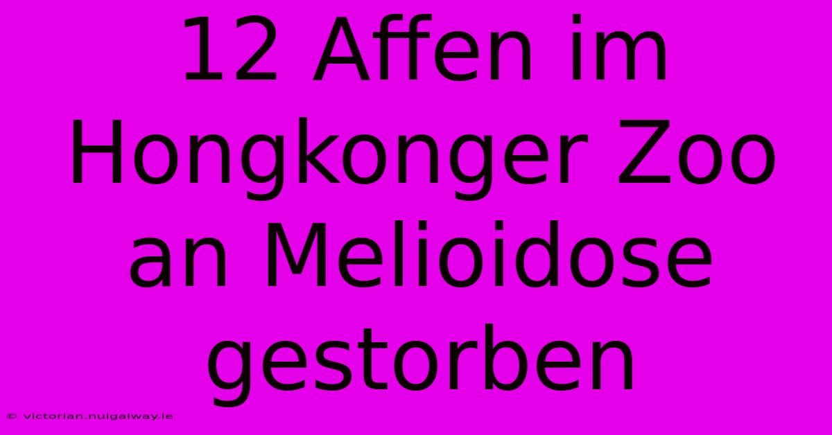 12 Affen Im Hongkonger Zoo An Melioidose Gestorben