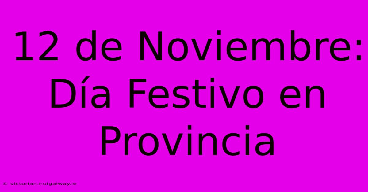 12 De Noviembre: Día Festivo En Provincia 