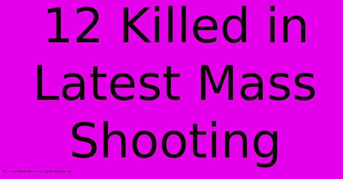 12 Killed In Latest Mass Shooting