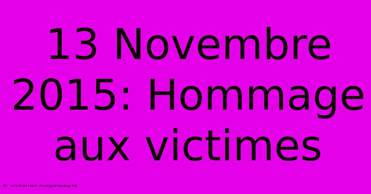 13 Novembre 2015: Hommage Aux Victimes