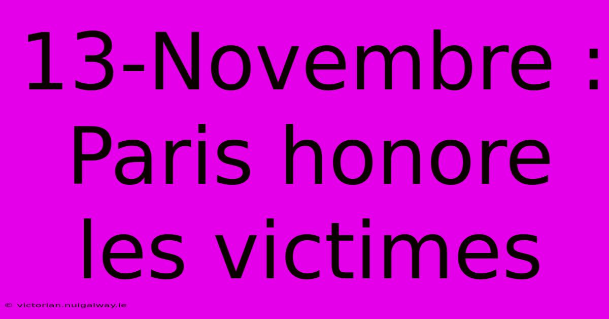 13-Novembre : Paris Honore Les Victimes 