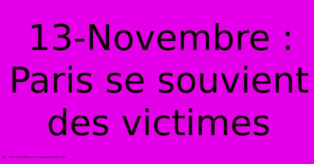 13-Novembre : Paris Se Souvient Des Victimes