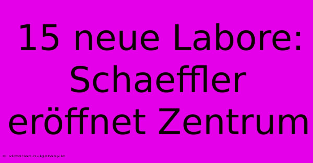 15 Neue Labore: Schaeffler Eröffnet Zentrum