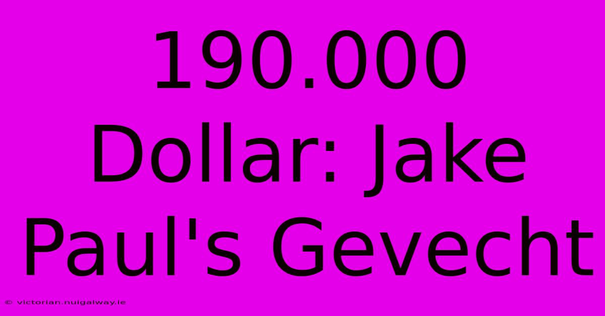 190.000 Dollar: Jake Paul's Gevecht