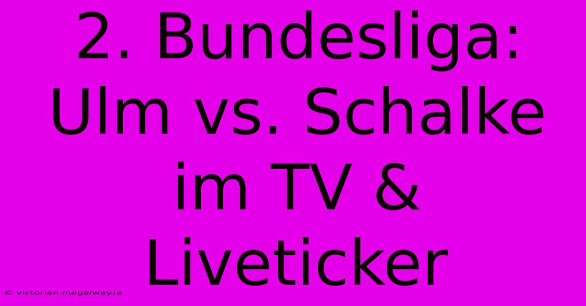 2. Bundesliga: Ulm Vs. Schalke Im TV & Liveticker