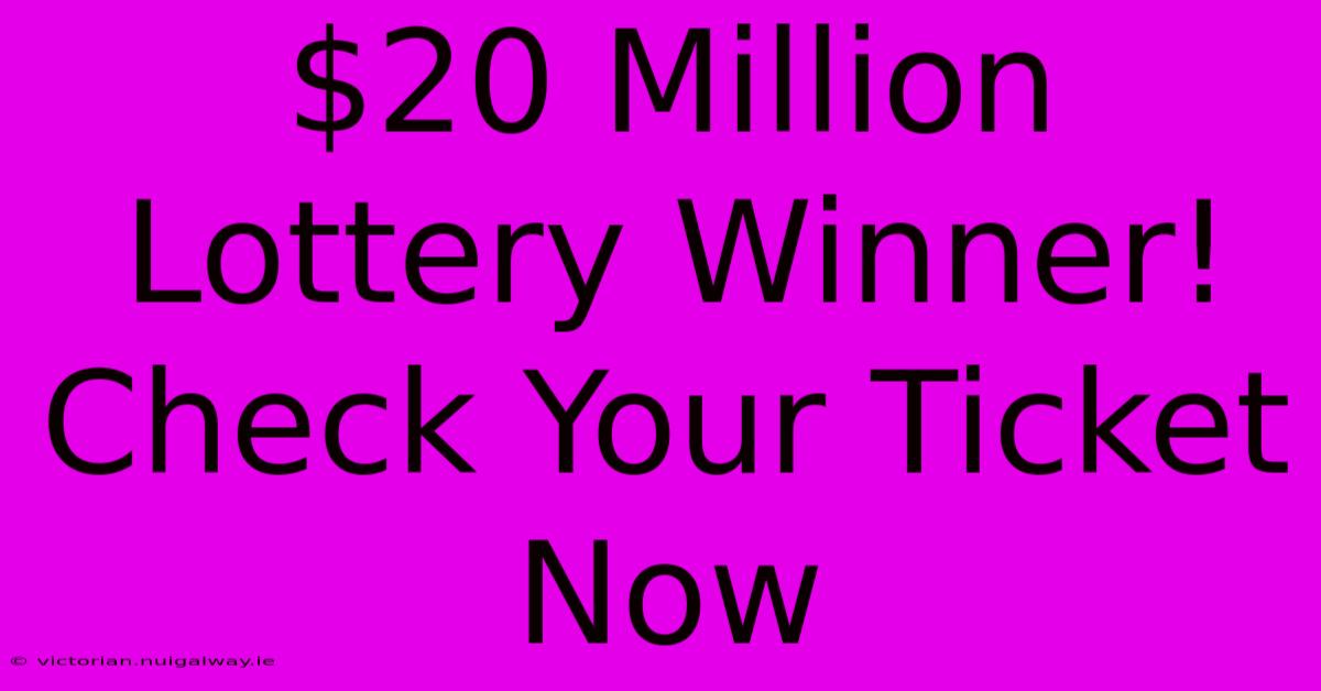 $20 Million Lottery Winner! Check Your Ticket Now