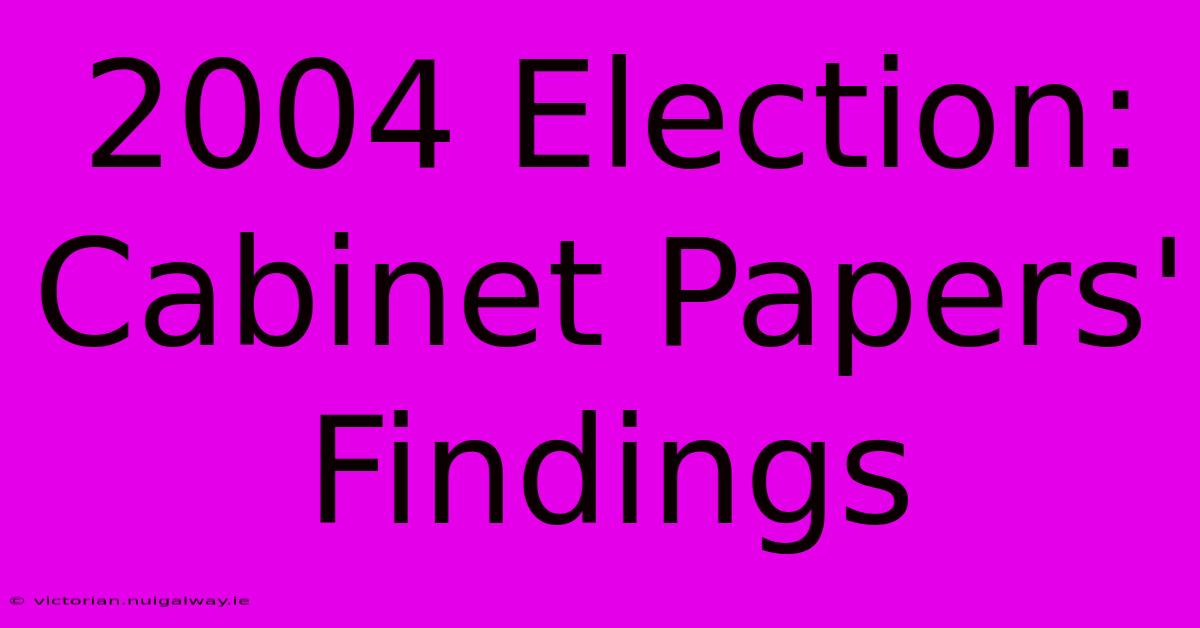 2004 Election:  Cabinet Papers' Findings