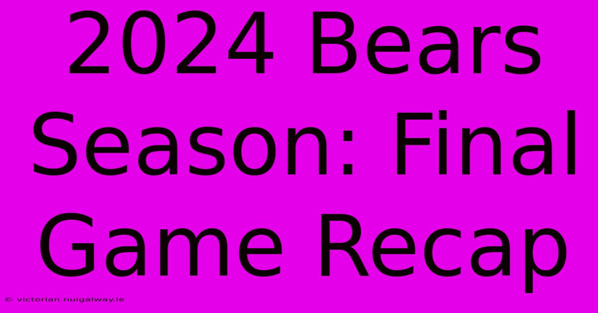 2024 Bears Season: Final Game Recap