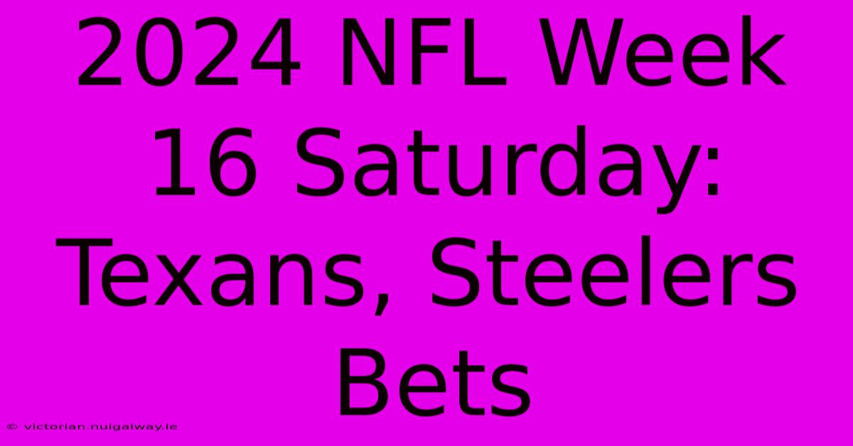 2024 NFL Week 16 Saturday: Texans, Steelers Bets