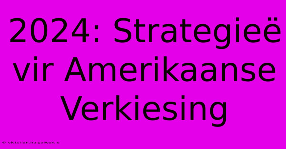 2024: Strategieë Vir Amerikaanse Verkiesing 