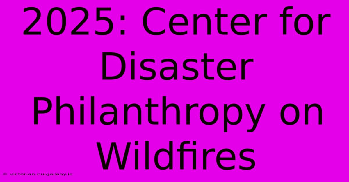 2025: Center For Disaster Philanthropy On Wildfires