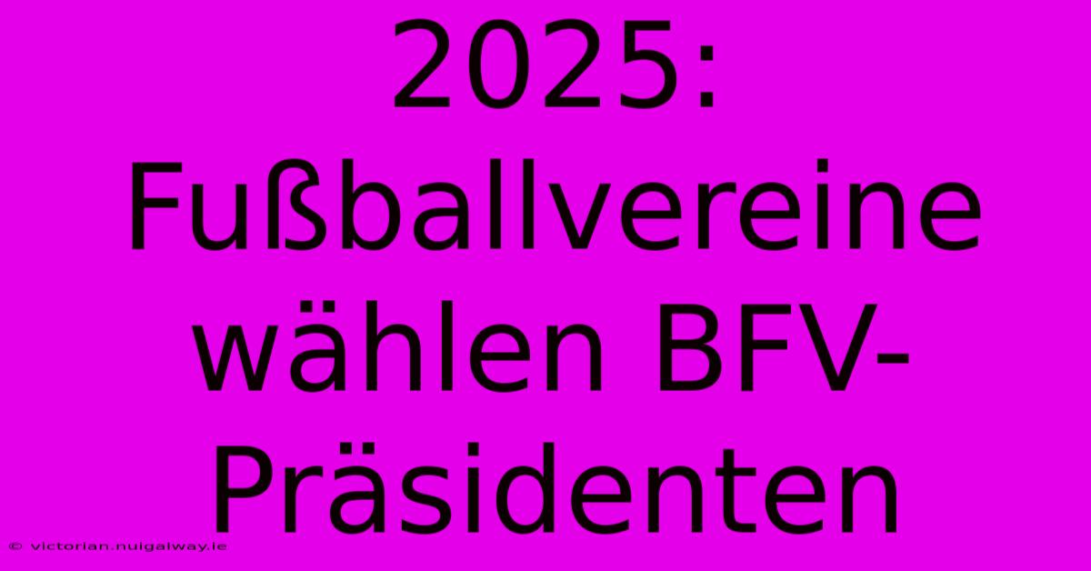 2025: Fußballvereine Wählen BFV-Präsidenten