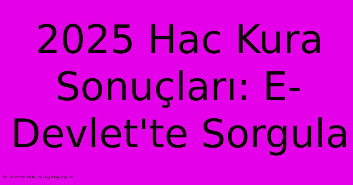 2025 Hac Kura Sonuçları: E-Devlet'te Sorgula 