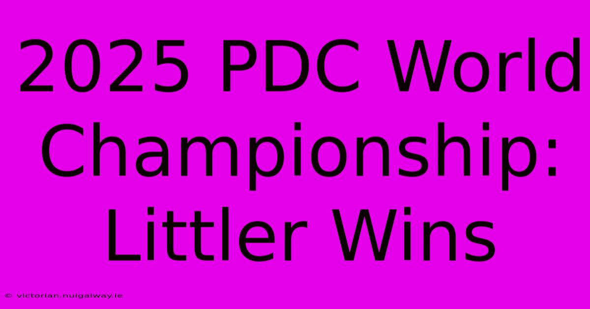 2025 PDC World Championship: Littler Wins