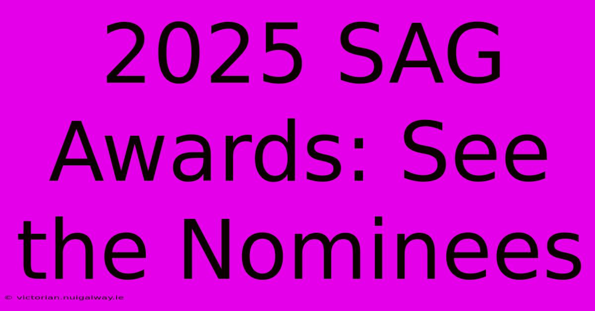 2025 SAG Awards: See The Nominees