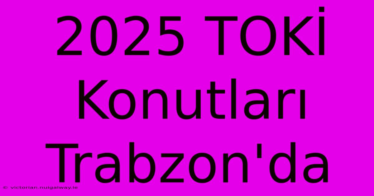 2025 TOKİ Konutları Trabzon'da