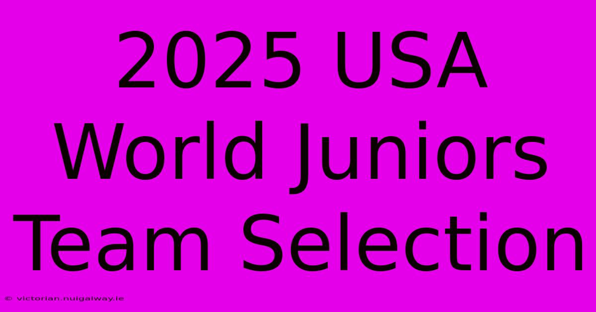 2025 USA World Juniors Team Selection