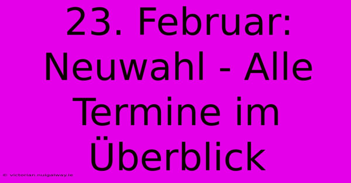 23. Februar: Neuwahl - Alle Termine Im Überblick