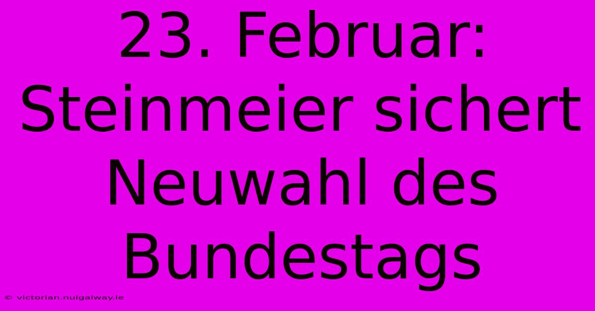 23. Februar: Steinmeier Sichert Neuwahl Des Bundestags