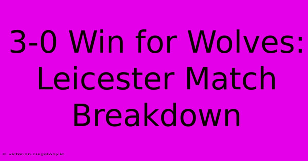 3-0 Win For Wolves: Leicester Match Breakdown