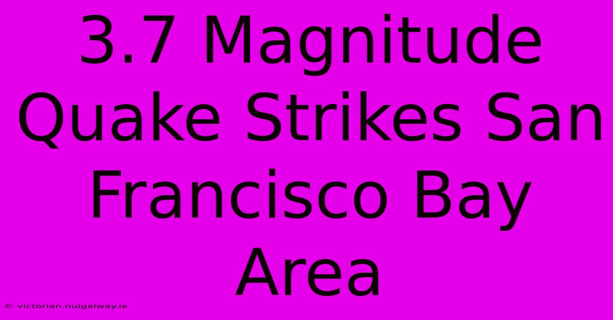 3.7 Magnitude Quake Strikes San Francisco Bay Area