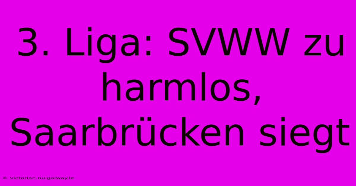 3. Liga: SVWW Zu Harmlos, Saarbrücken Siegt