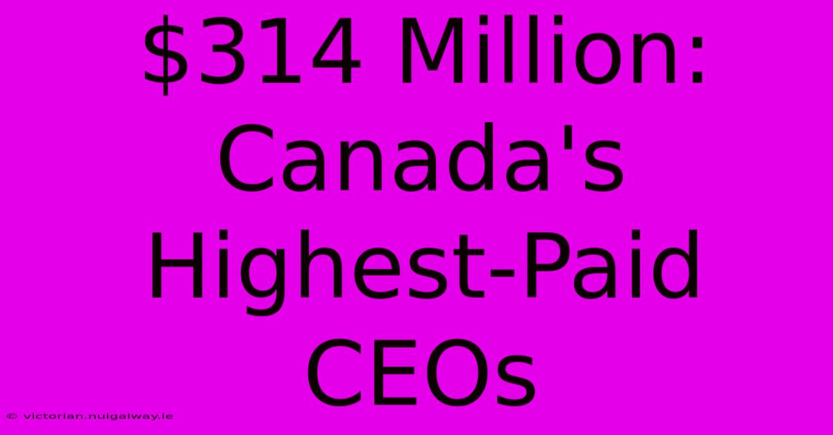 $314 Million: Canada's Highest-Paid CEOs