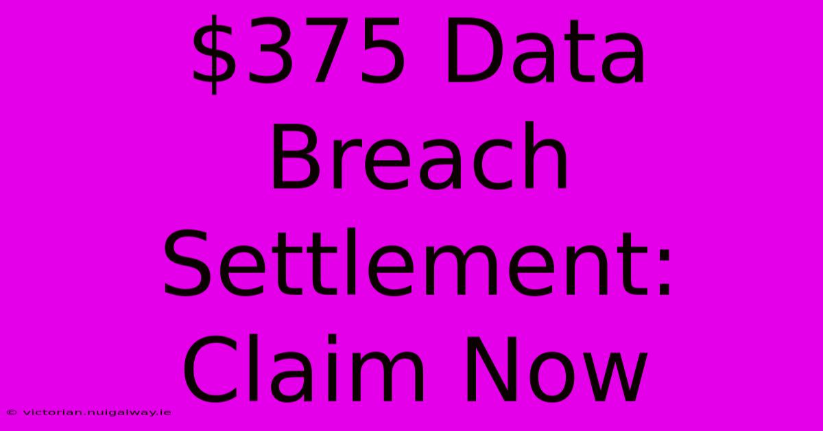 $375 Data Breach Settlement: Claim Now