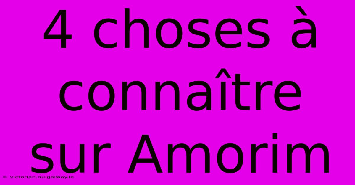 4 Choses À Connaître Sur Amorim