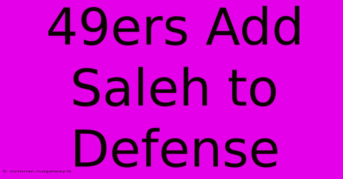 49ers Add Saleh To Defense