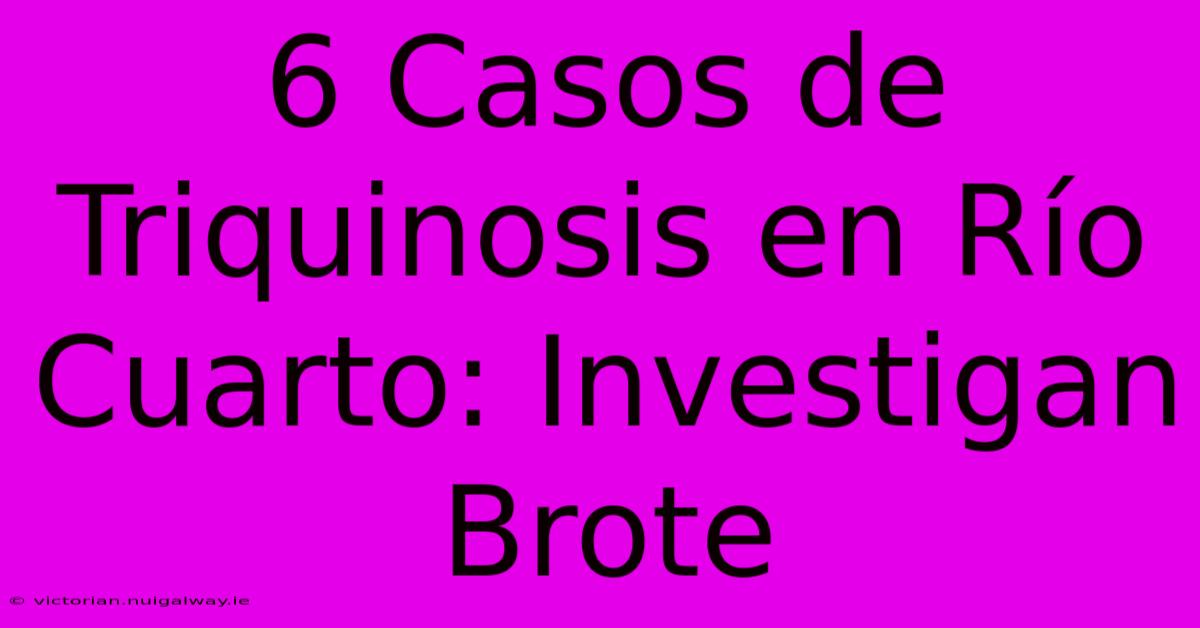 6 Casos De Triquinosis En Río Cuarto: Investigan Brote 