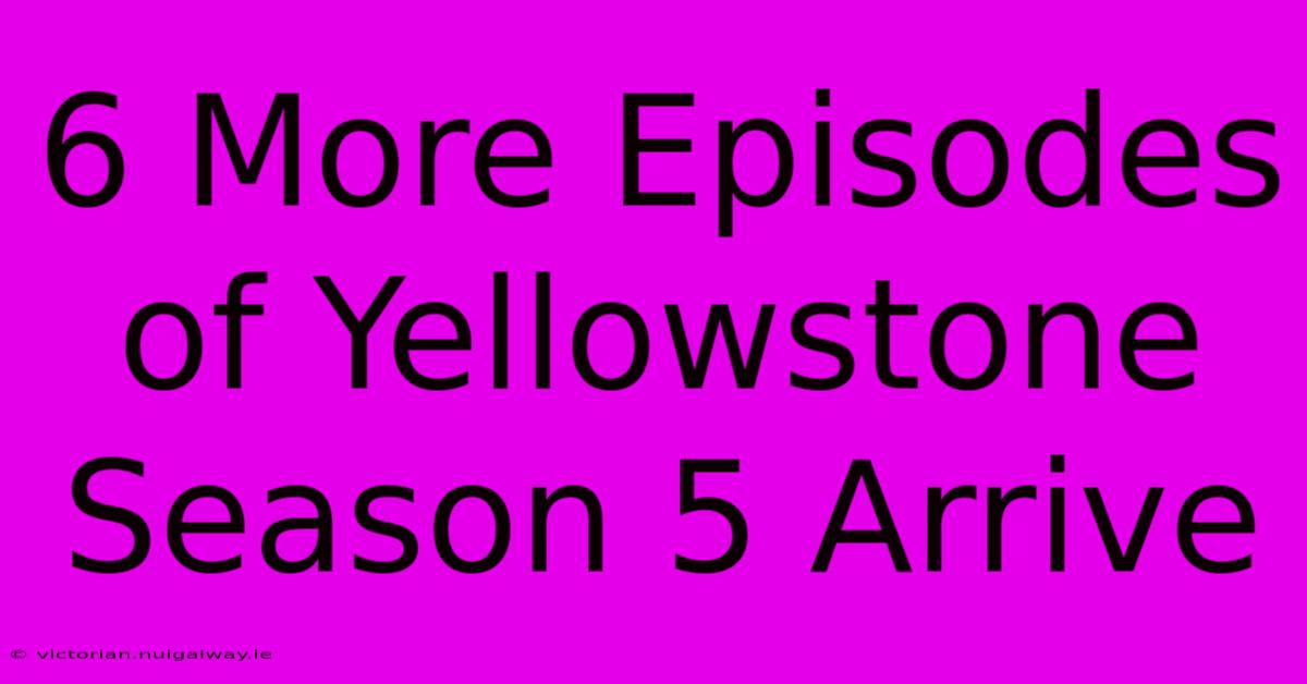 6 More Episodes Of Yellowstone Season 5 Arrive 