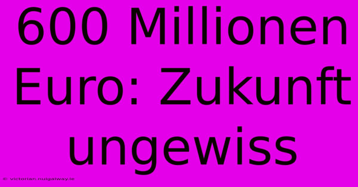 600 Millionen Euro: Zukunft Ungewiss