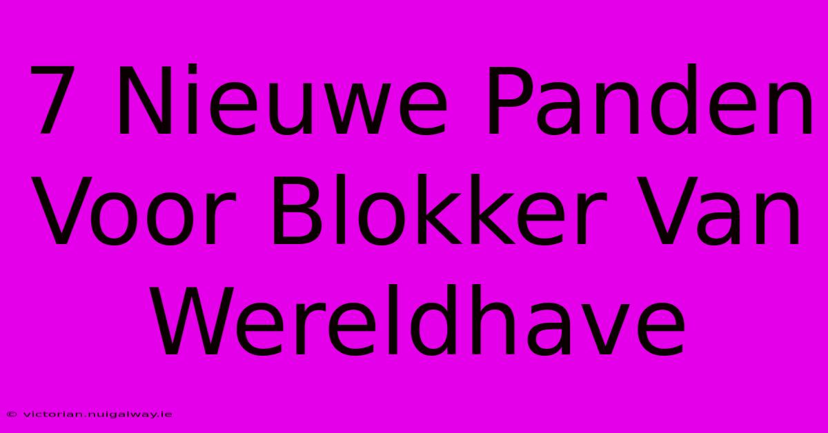 7 Nieuwe Panden Voor Blokker Van Wereldhave