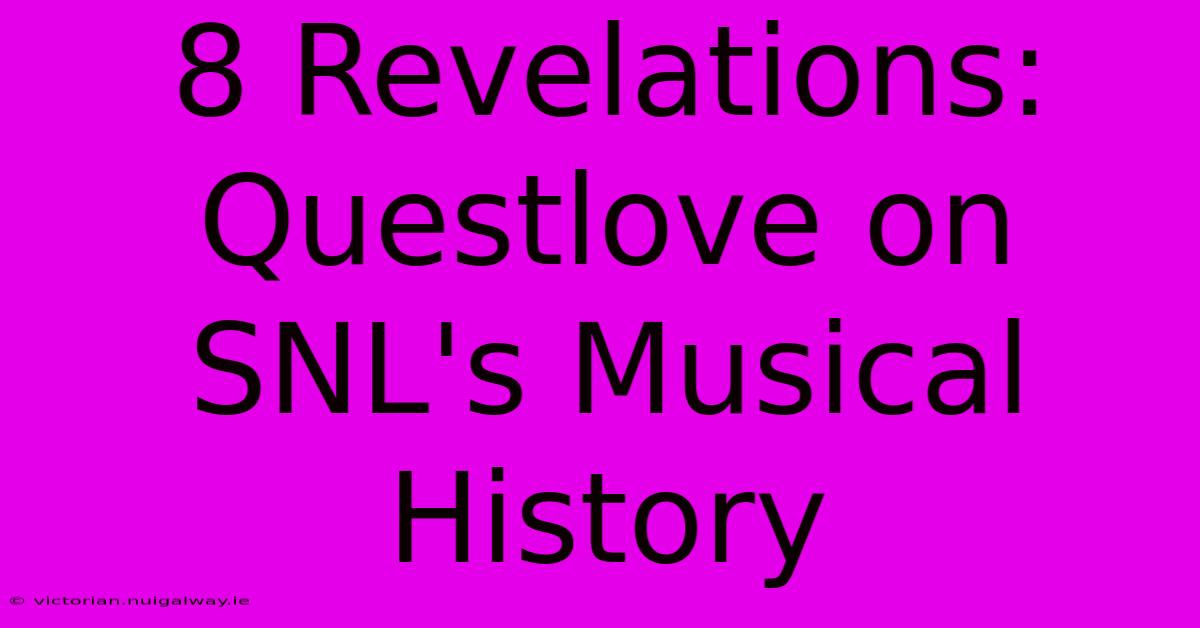 8 Revelations: Questlove On SNL's Musical History