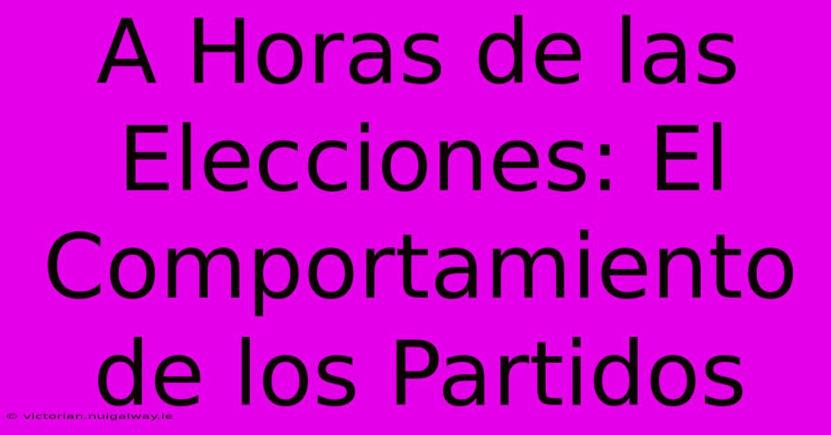 A Horas De Las Elecciones: El Comportamiento De Los Partidos 