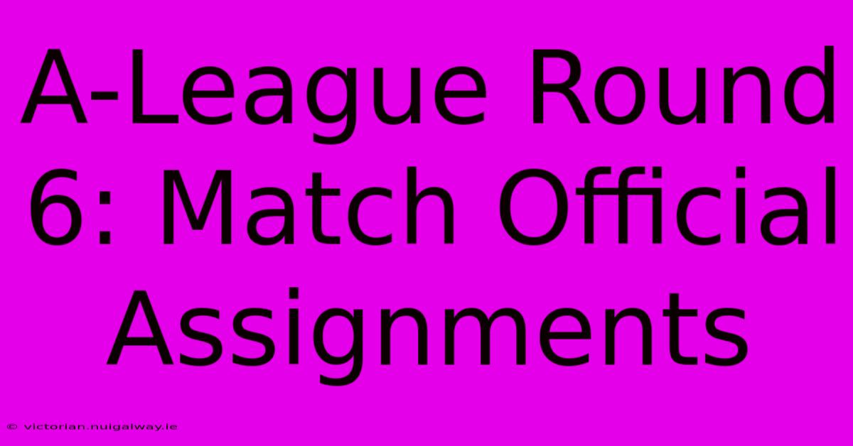 A-League Round 6: Match Official Assignments