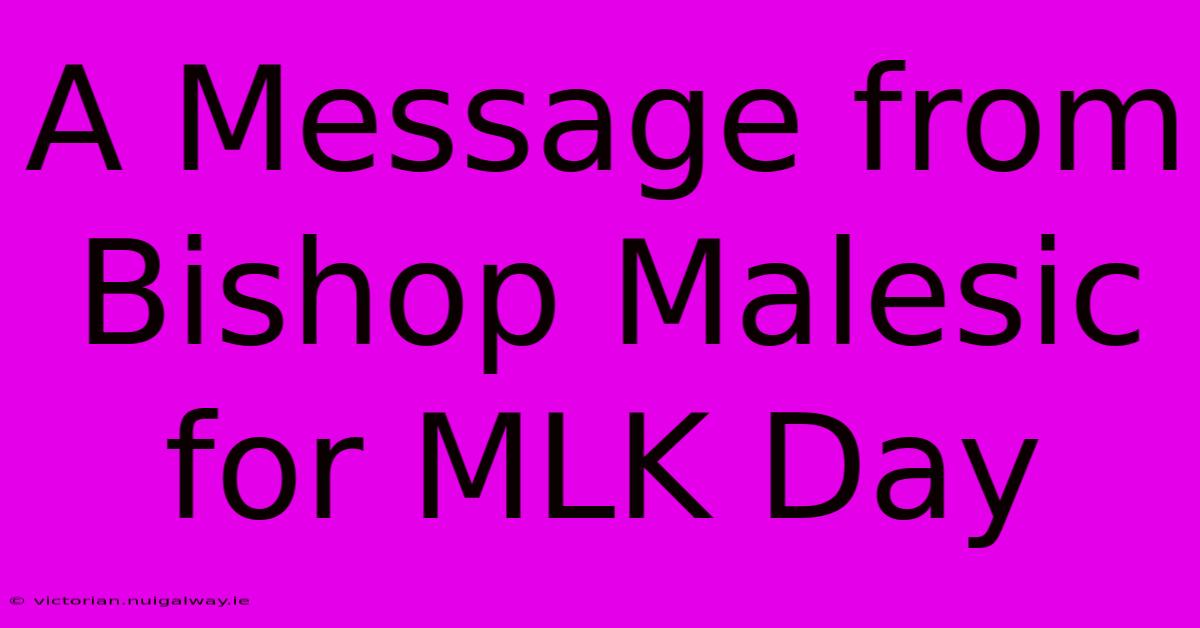 A Message From Bishop Malesic For MLK Day