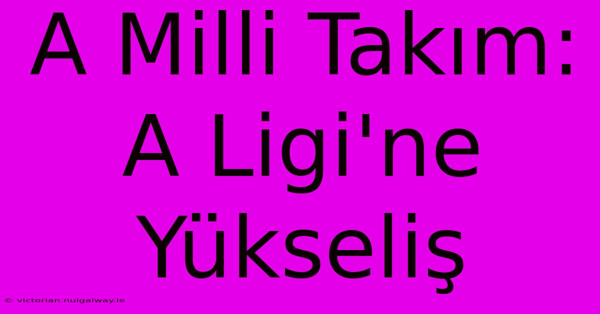 A Milli Takım: A Ligi'ne Yükseliş 