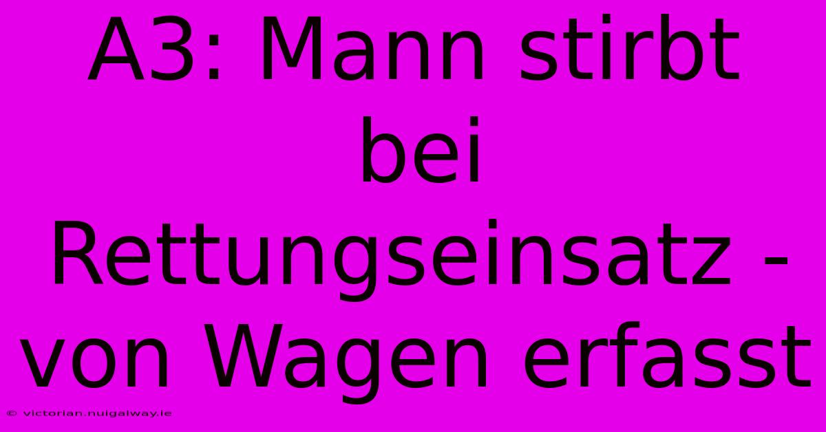 A3: Mann Stirbt Bei Rettungseinsatz - Von Wagen Erfasst