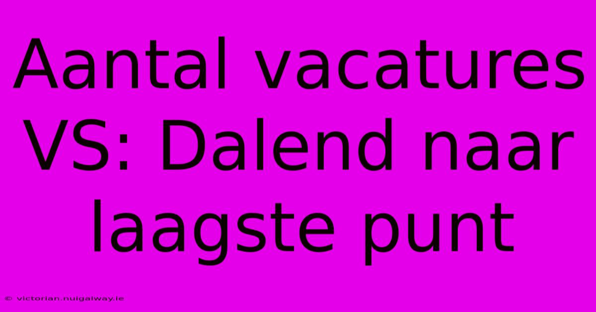 Aantal Vacatures VS: Dalend Naar Laagste Punt