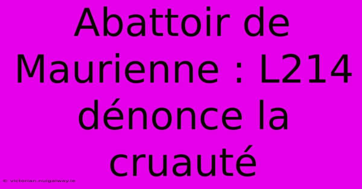 Abattoir De Maurienne : L214 Dénonce La Cruauté