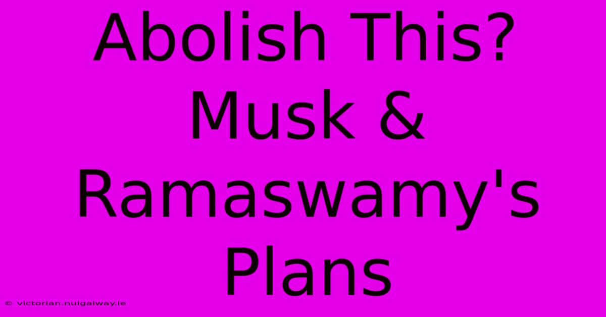 Abolish This? Musk & Ramaswamy's Plans