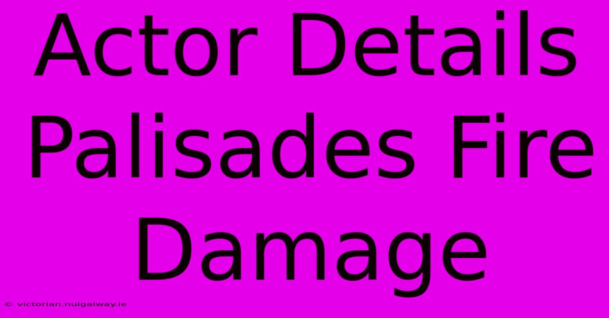 Actor Details Palisades Fire Damage