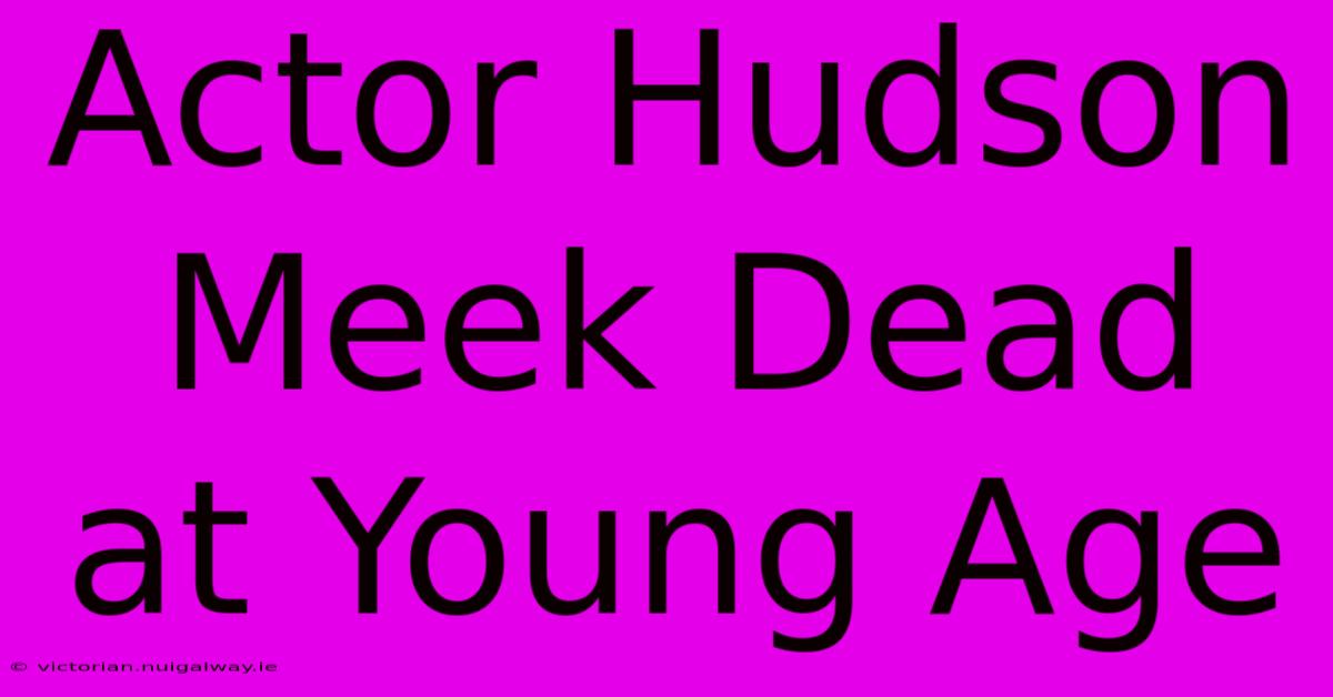 Actor Hudson Meek Dead At Young Age