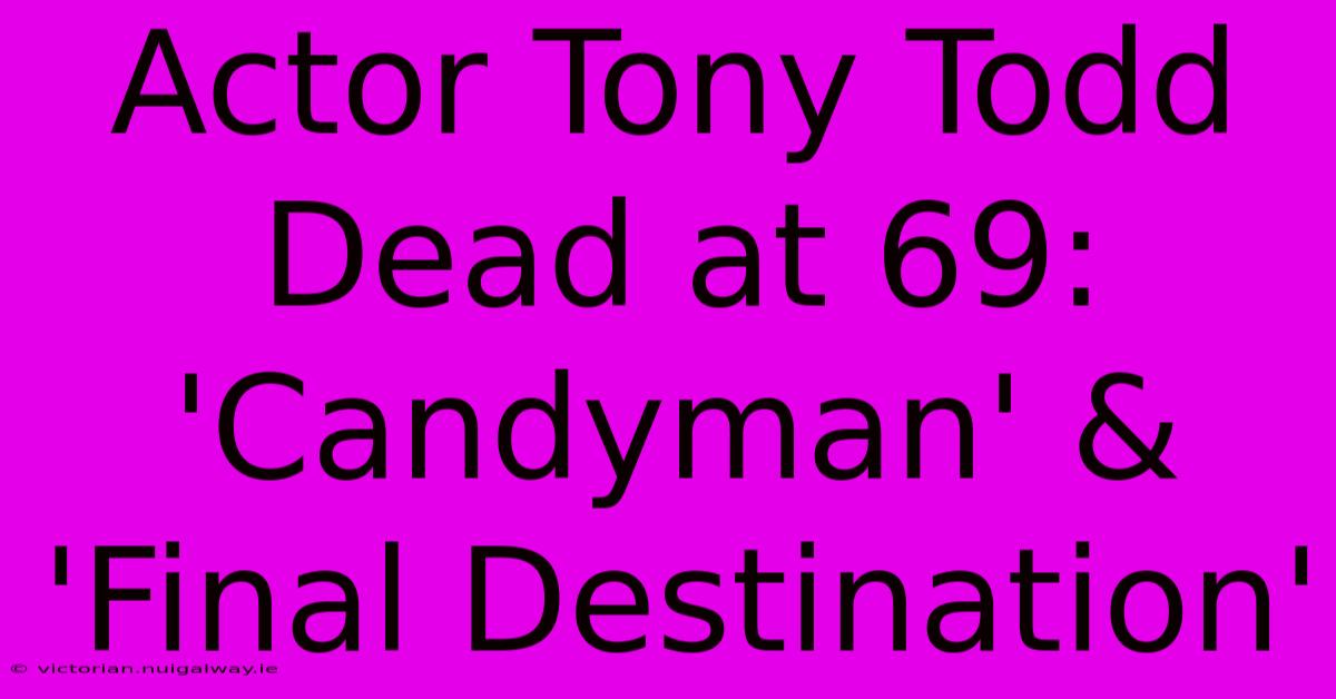 Actor Tony Todd Dead At 69: 'Candyman' & 'Final Destination'