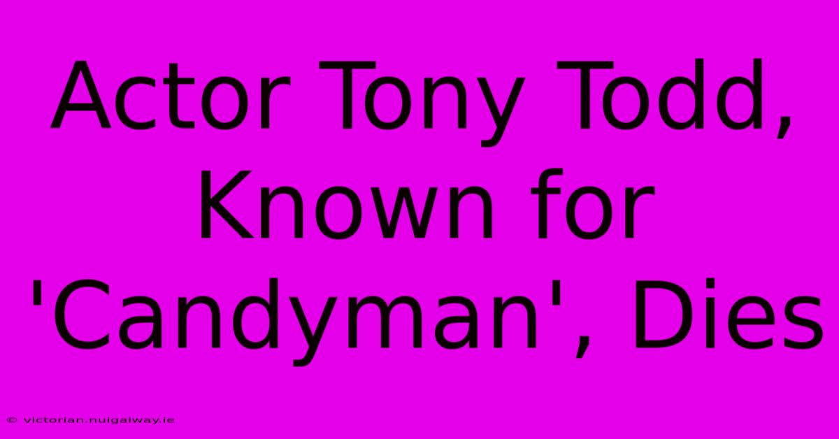 Actor Tony Todd, Known For 'Candyman', Dies