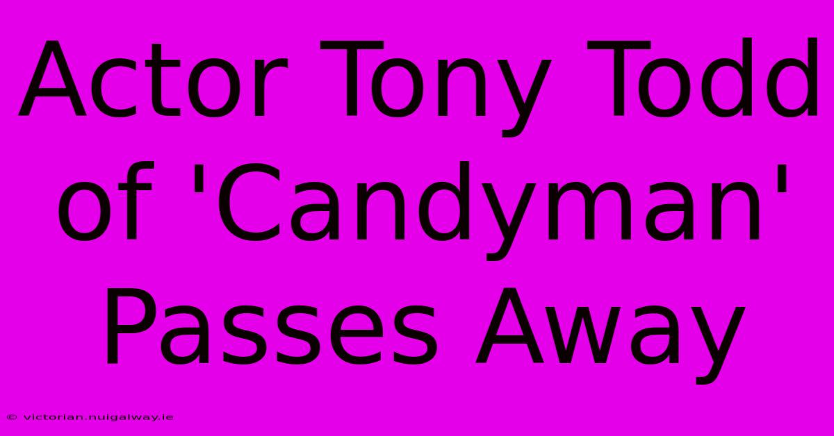 Actor Tony Todd Of 'Candyman' Passes Away