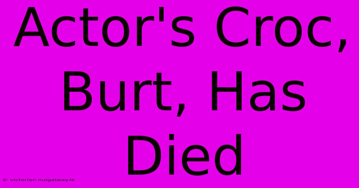 Actor's Croc, Burt, Has Died